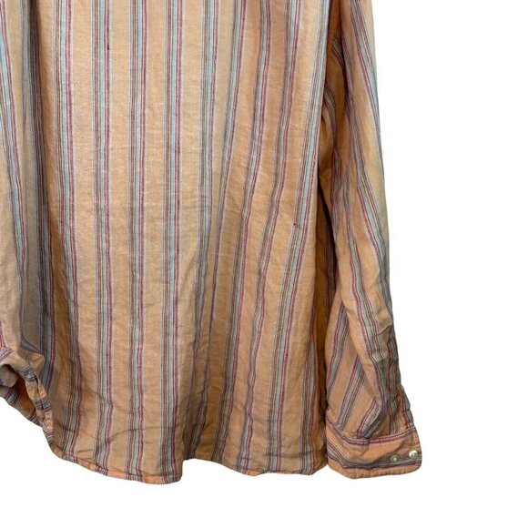 Gap Men's 100% Linen Striped Orange Vibrant Button Down Shirt Size XL - Picture 10 of 11